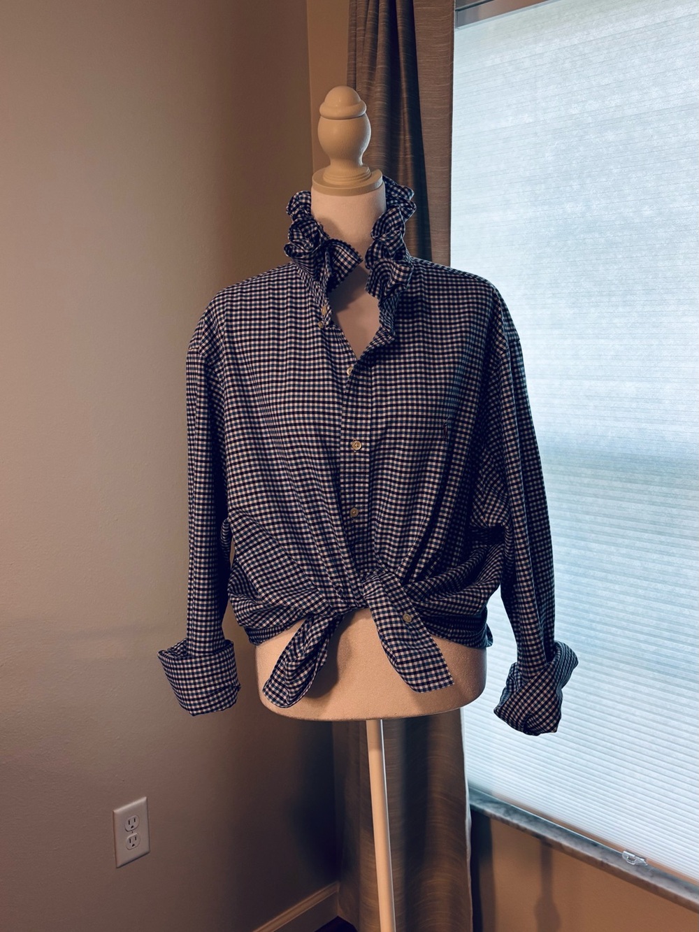 Classic Blue Refashioned plaid Ralph LaurenButton-Down Oxford Shirt for Women - Picture 10 of 10